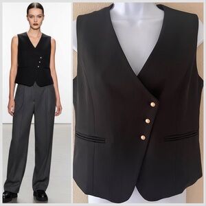 Black‎ Sleeveless Vest Small 90s Minimalist Dark Academia Quiet Luxury